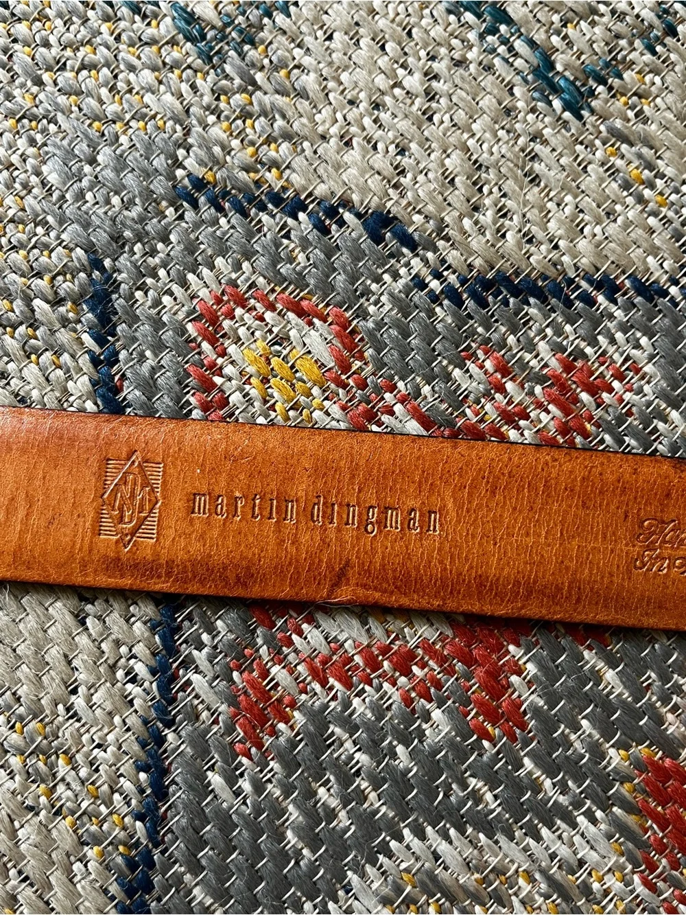 Martin Dingman Brown Leather Belt with Brass Buckle Size 34